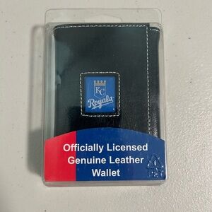 Kansas City Royals Baseball Trifold Genuine Leather Wallet Black